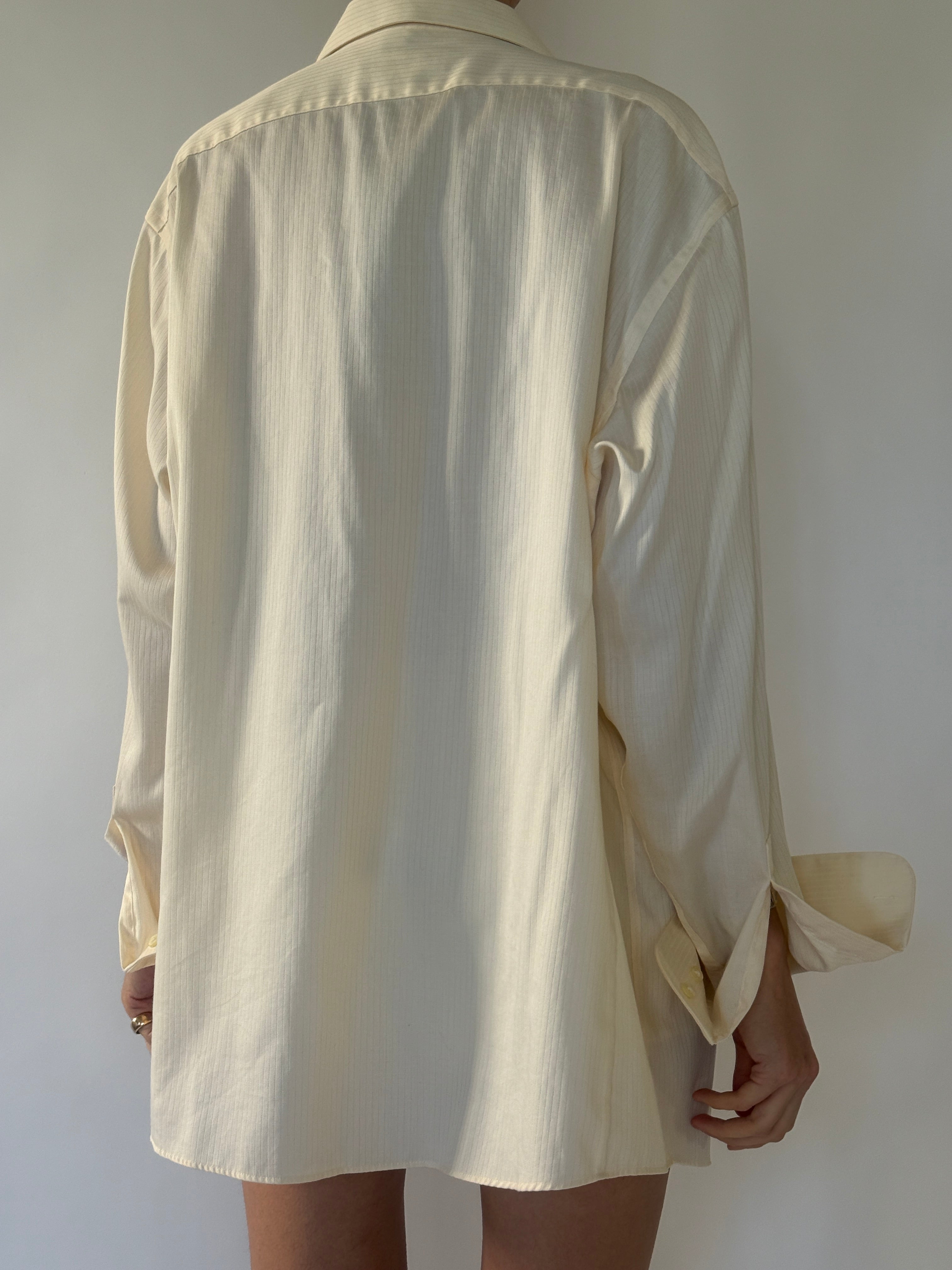 Vintage oversized cream cotton shirt back view