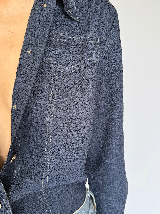 VINTAGE TEXTURED DENIM INSPIRED TOP DEEP INDIGO 5893