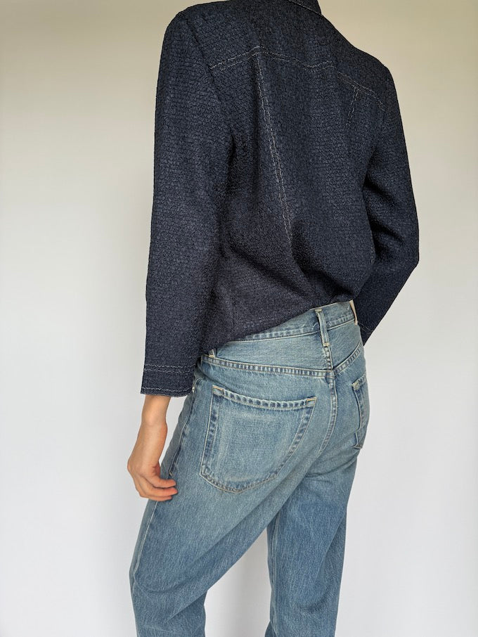 VINTAGE TEXTURED DENIM INSPIRED TOP DEEP INDIGO 5893