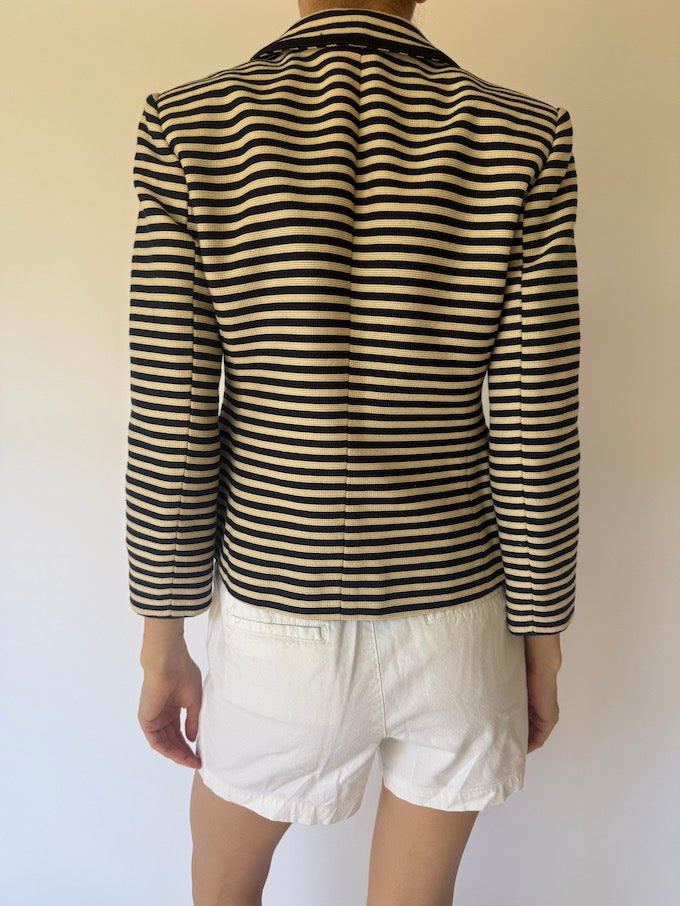 Vintage Navy & Cream Striped Blazer 6157