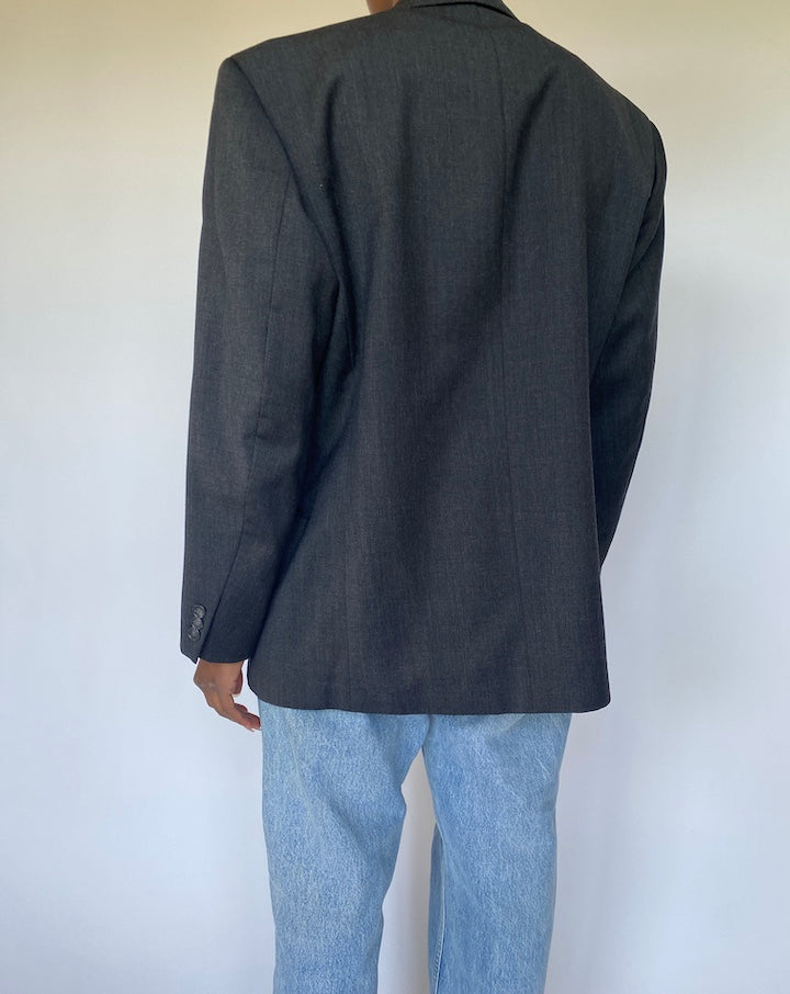 VINTAGE CHARCOAL DOUBLE-BREASTED BLAZER 3573