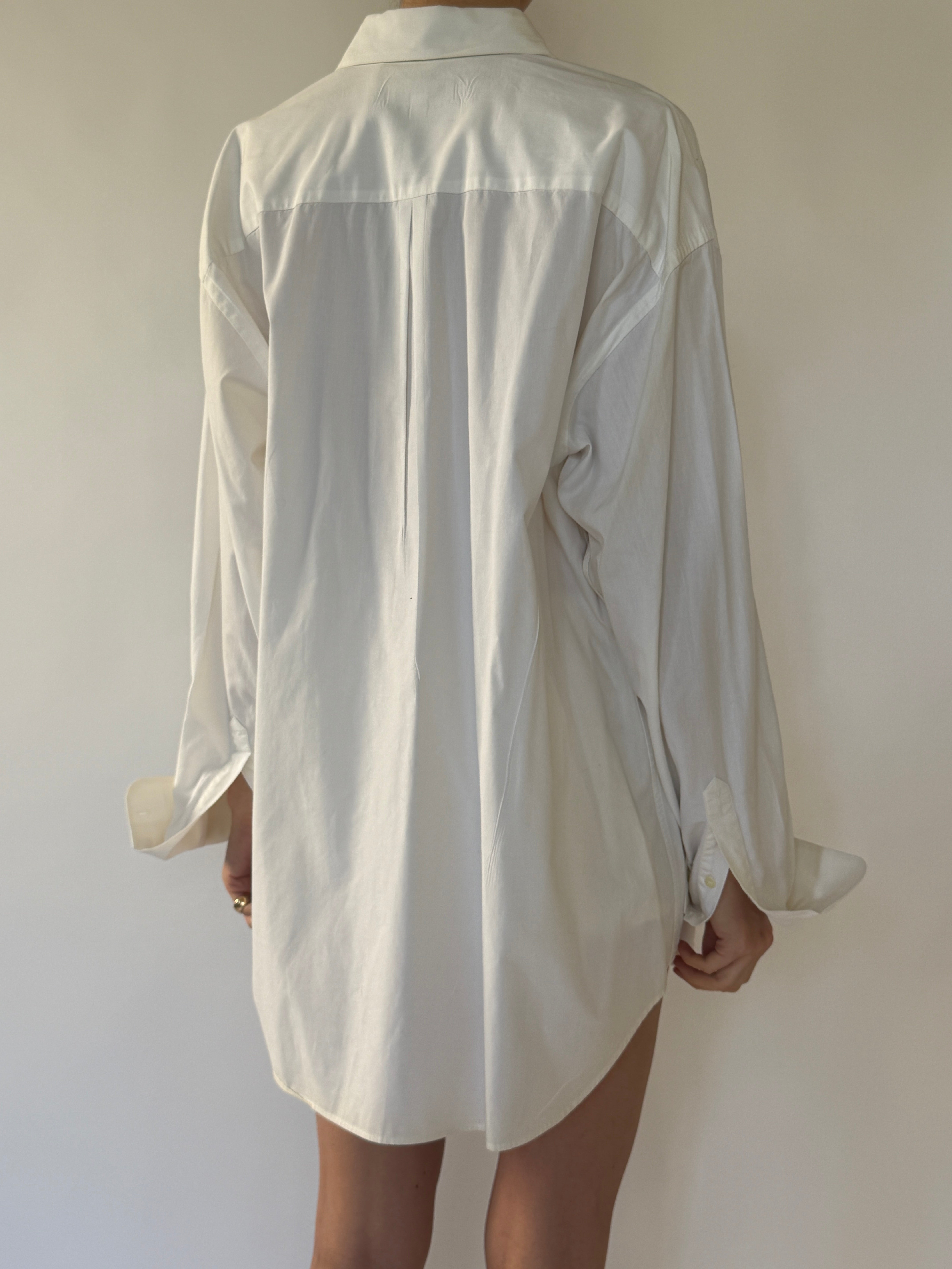Vintage Oversized Button-Up Shirt White 7929