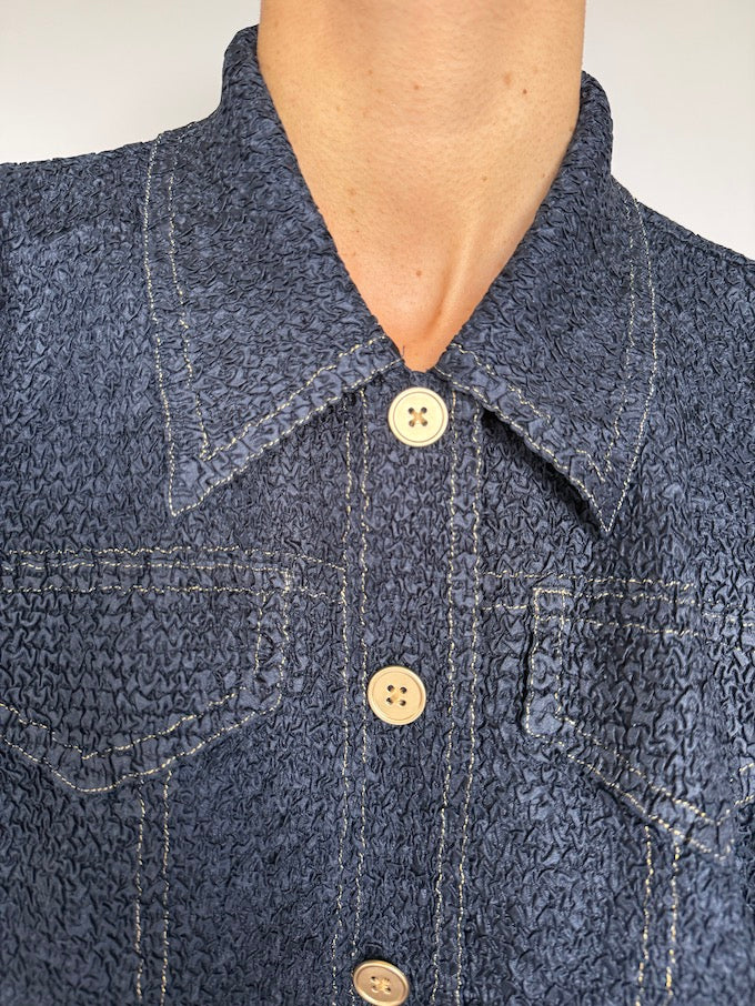 VINTAGE TEXTURED DENIM INSPIRED TOP DEEP INDIGO 5893