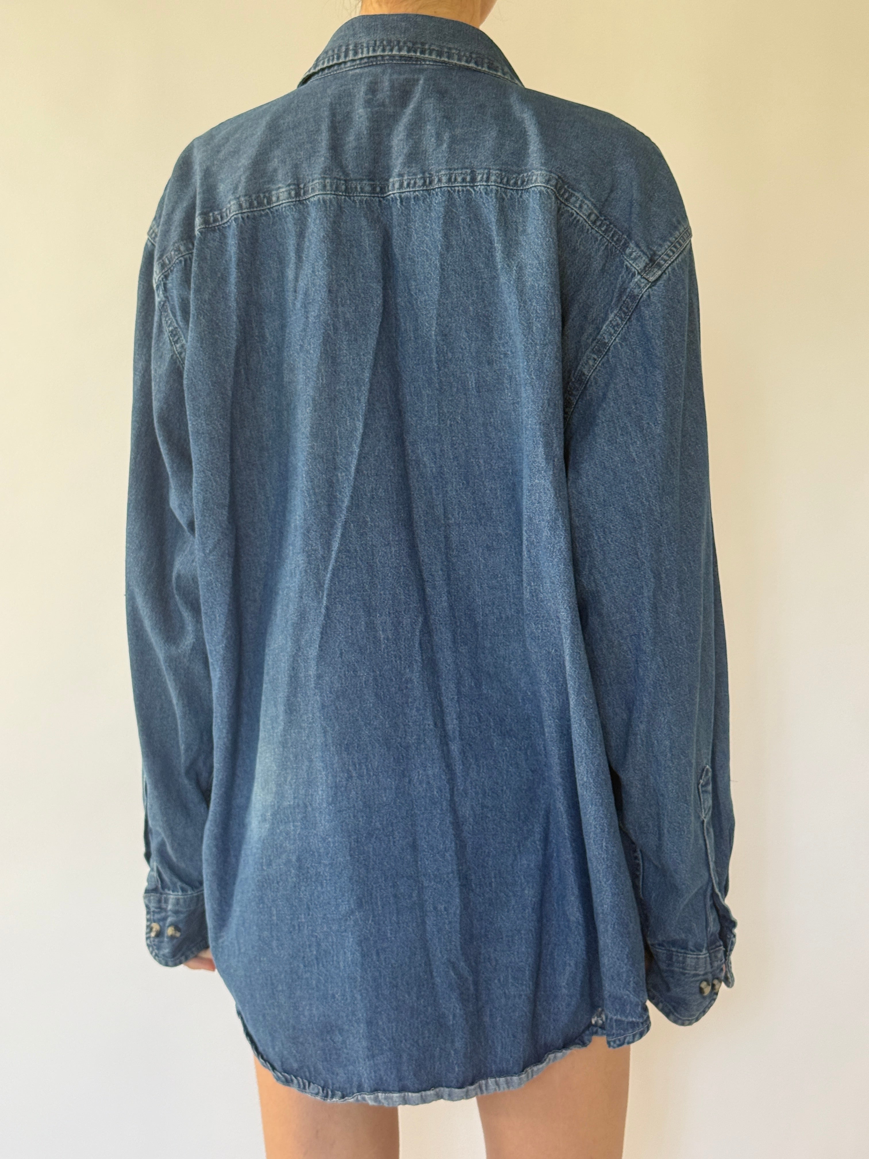 Vintage oversized denim shirt back view