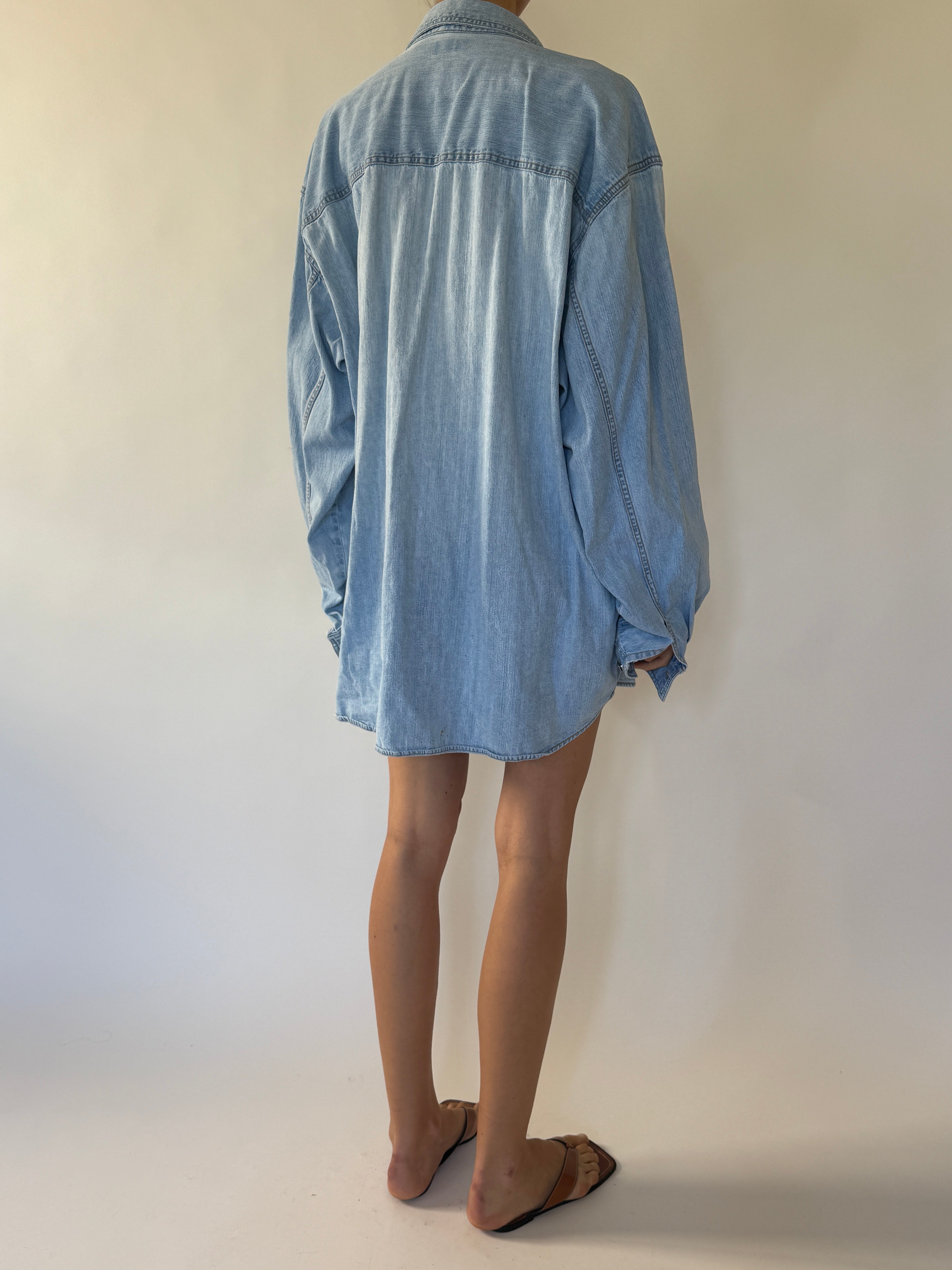 Vintage Levi's light wash denim shirt back view