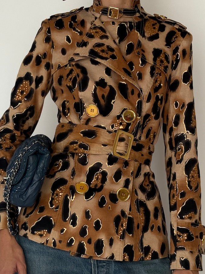 Vintage Leopard Lightweight Trench 6548