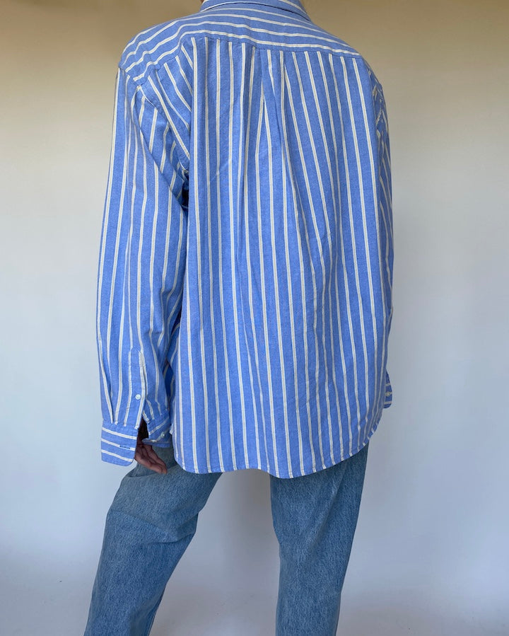 VINTAGE BLUE STRIPED BUTTON DOWN SHIRT 3116