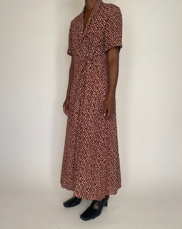 VINTAGE PATTERNED LONG DRESS 4085