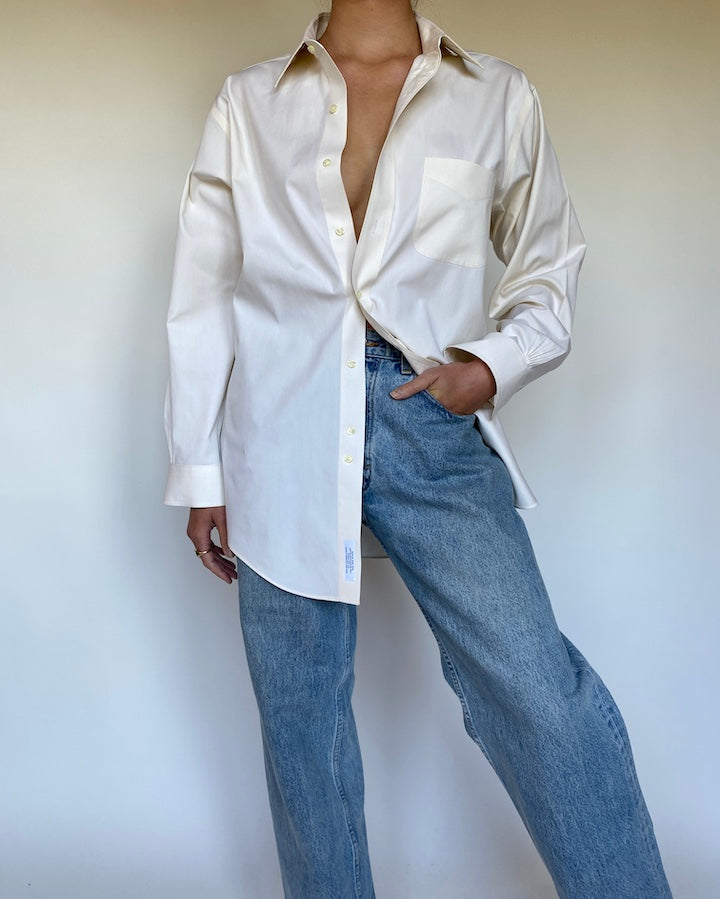 VINTAGE OFF WHITE BUTTON DOWN LONG SLEEVE SHIRT 3117
