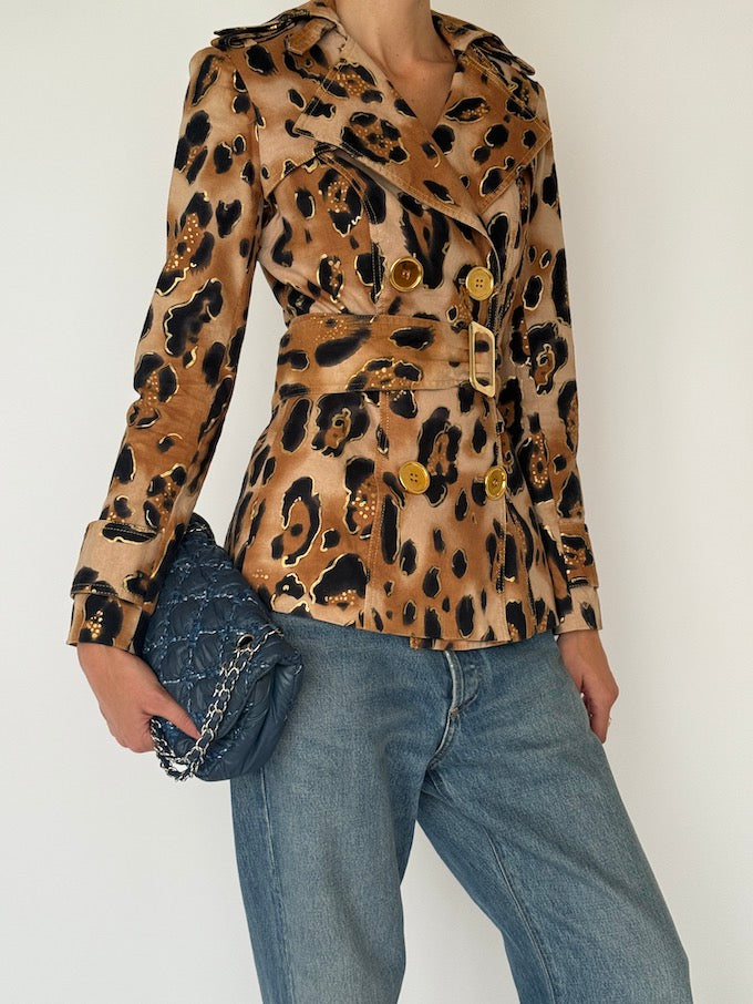 Vintage Leopard Lightweight Trench 6548