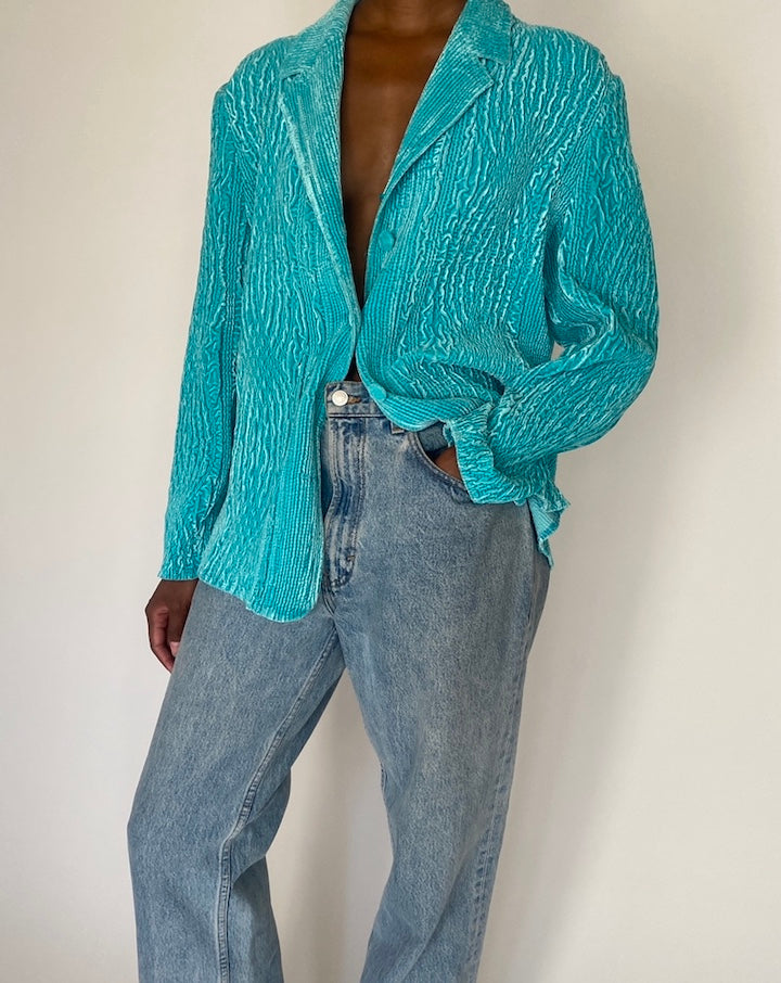 VINTAGE TURQUOISE VELVET SHIRT 4080
