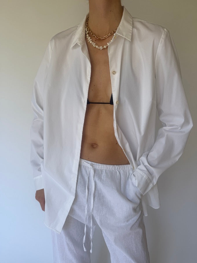Vintage button-up shirt white 6169