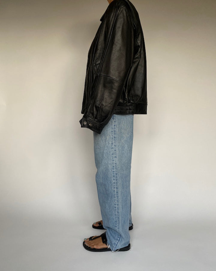 VINTAGE OVERSIZED BLACK LEATHER JACKET 2603