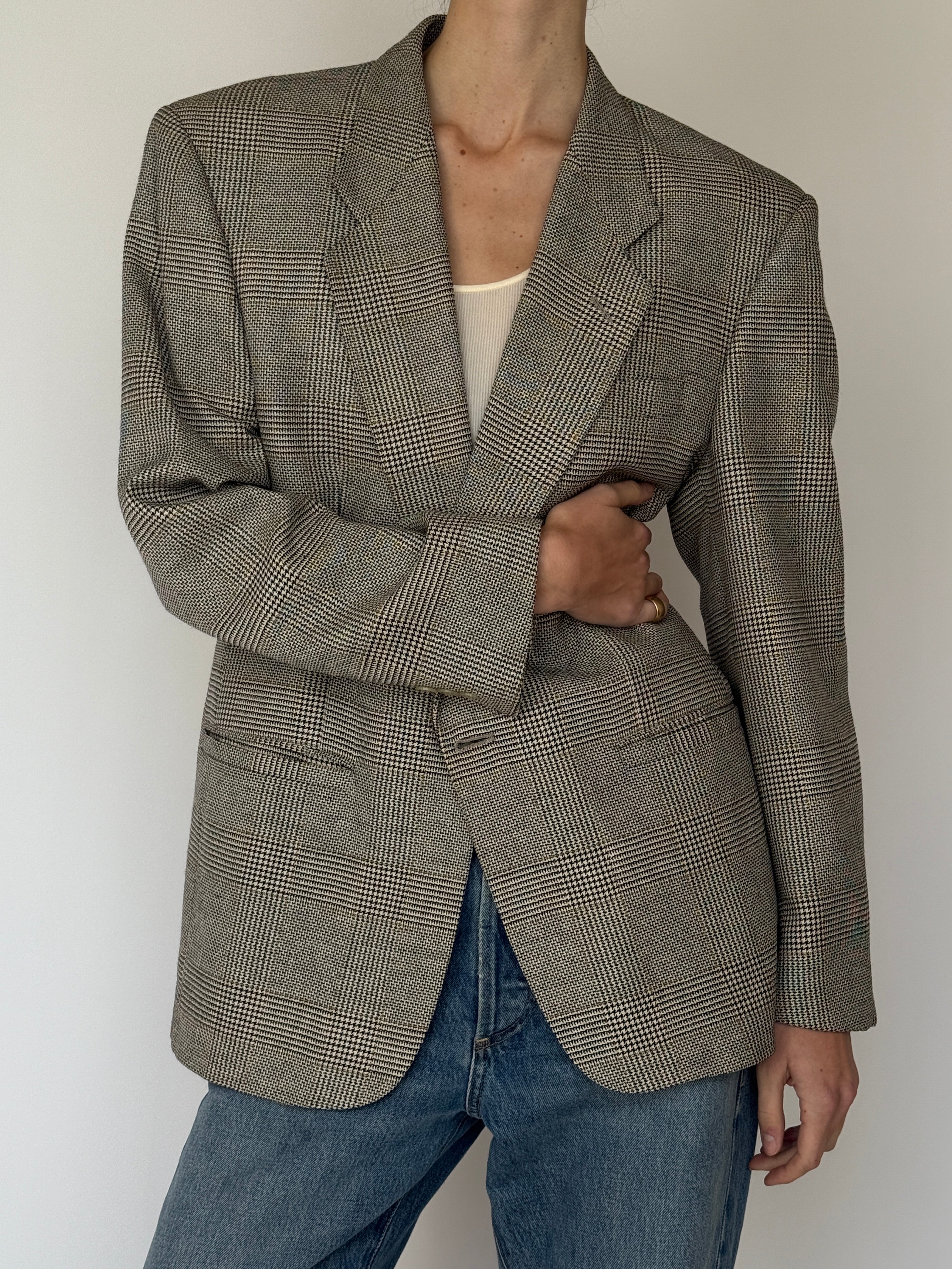 Vintage Silk & Wool Plaid Blazer 7042