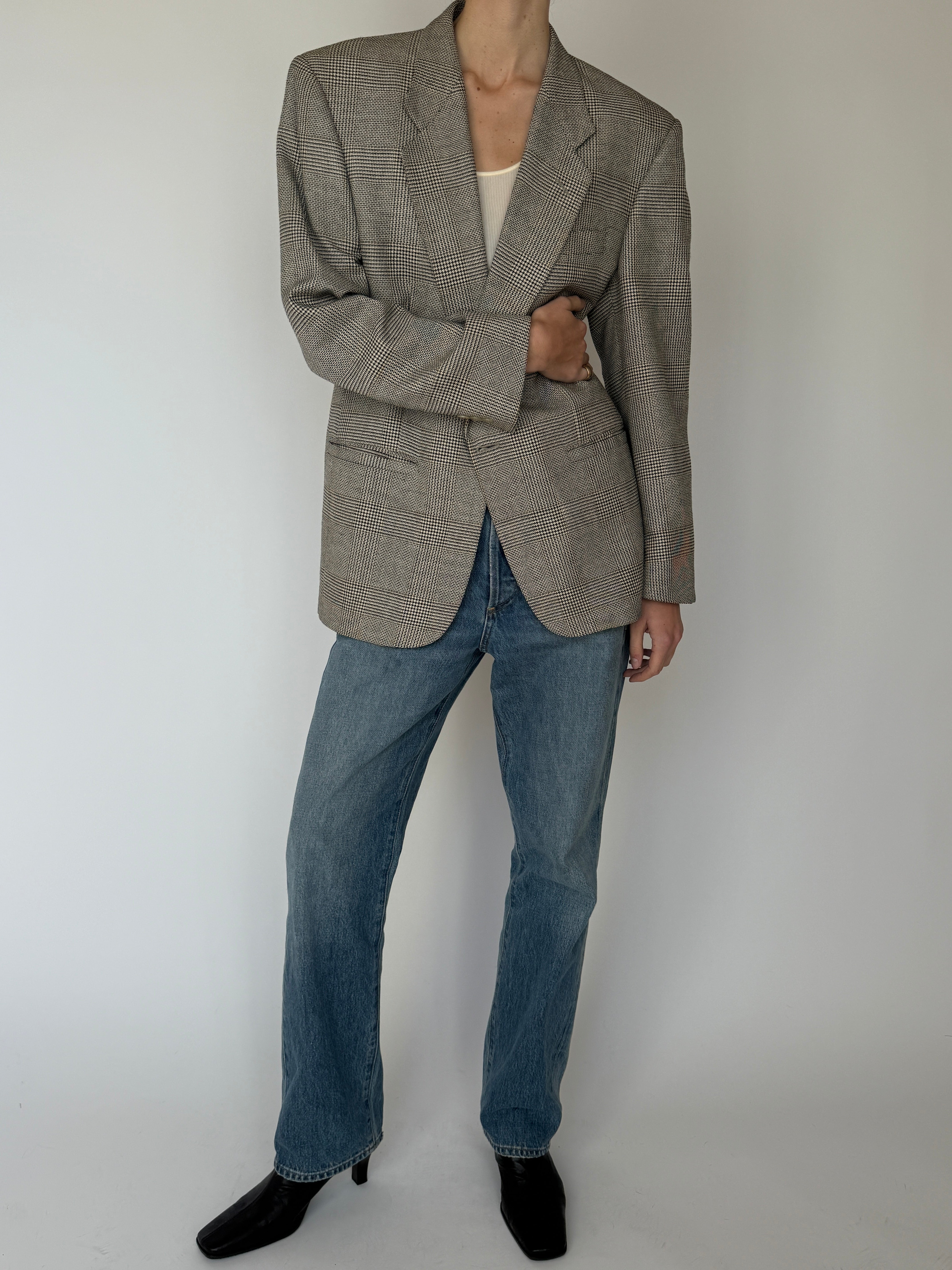 Vintage Silk & Wool Plaid Blazer 7042