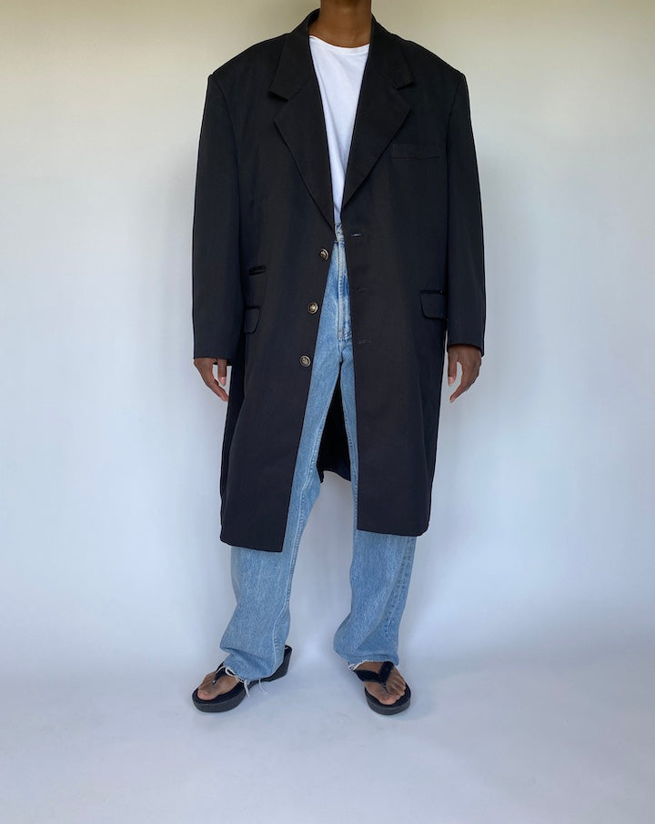 VINTAGE BLACK OVERSIZED LONG COAT/BLAZER 3578