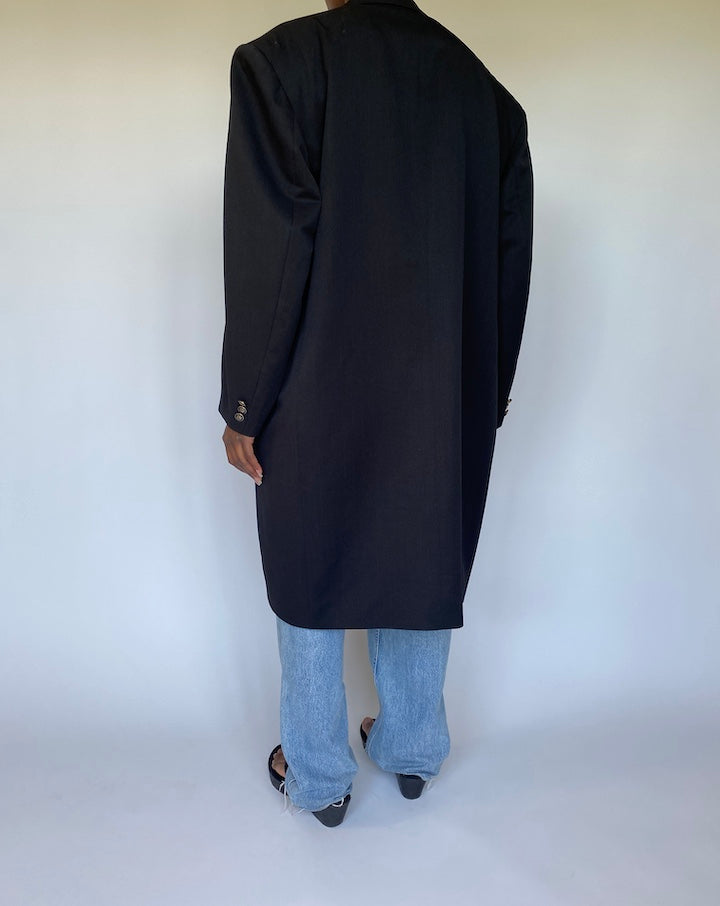 VINTAGE BLACK OVERSIZED LONG COAT/BLAZER 3578