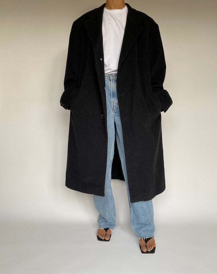 VINTAGE OVERSIZED LONG WOOL BLENDED COAT 2607