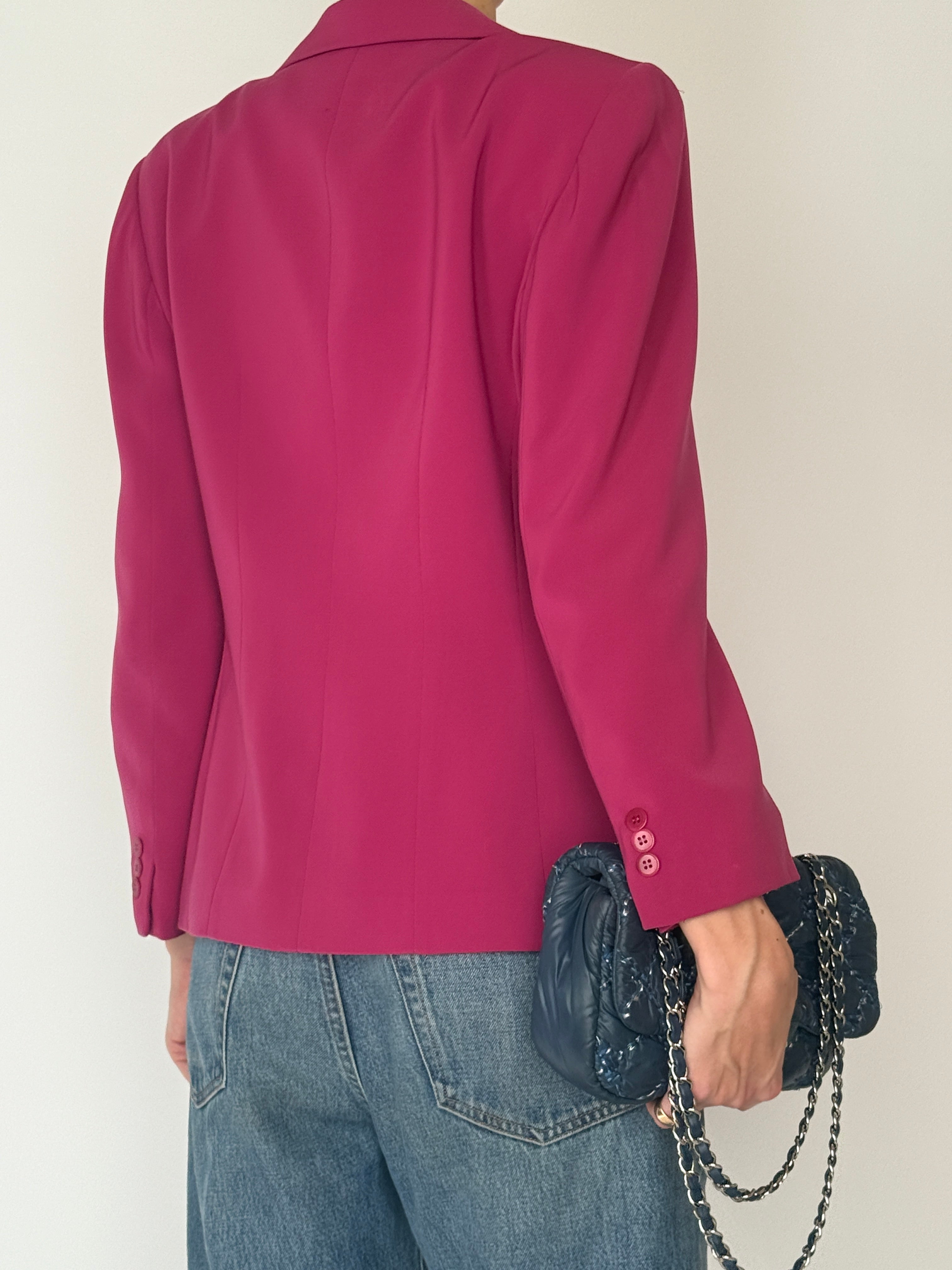 Vintage structured pink blazer back view
