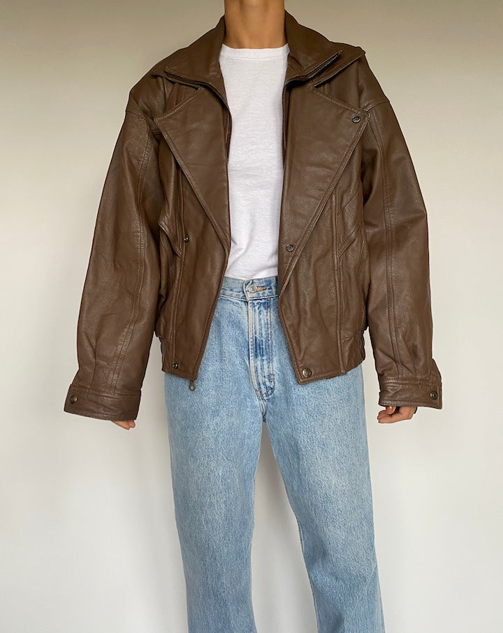 VINTAGE BROWN LEATHER JACKET 2608