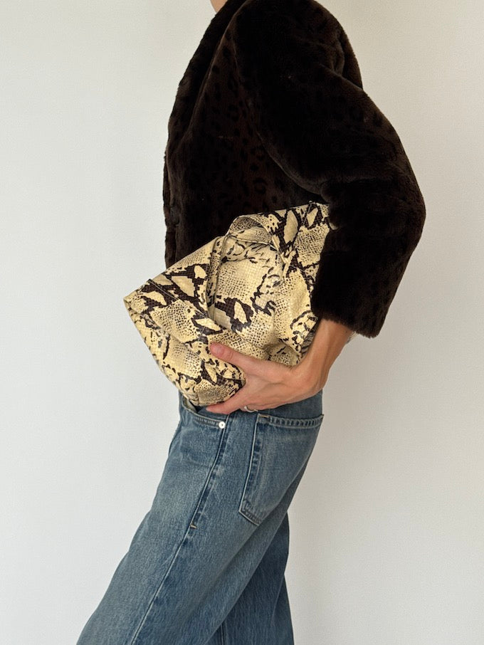 Vintage Cropped Animal Print Faux Fur Jacket