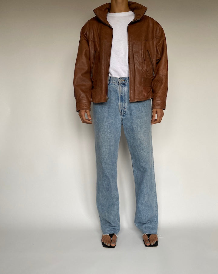 VINTAGE BROWN LEATHER JACKET 2610