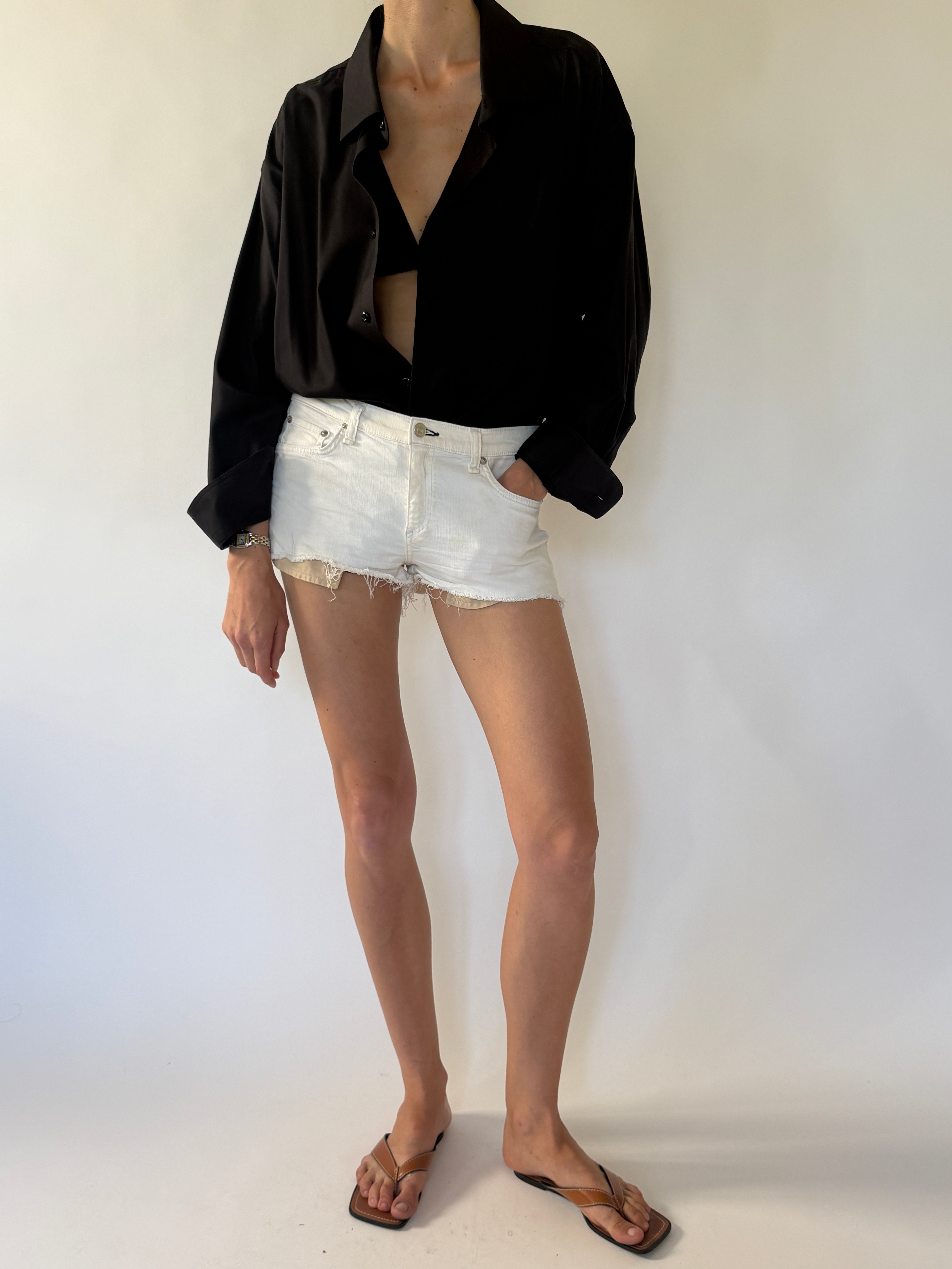 Vintage oversized black cotton shirt front view