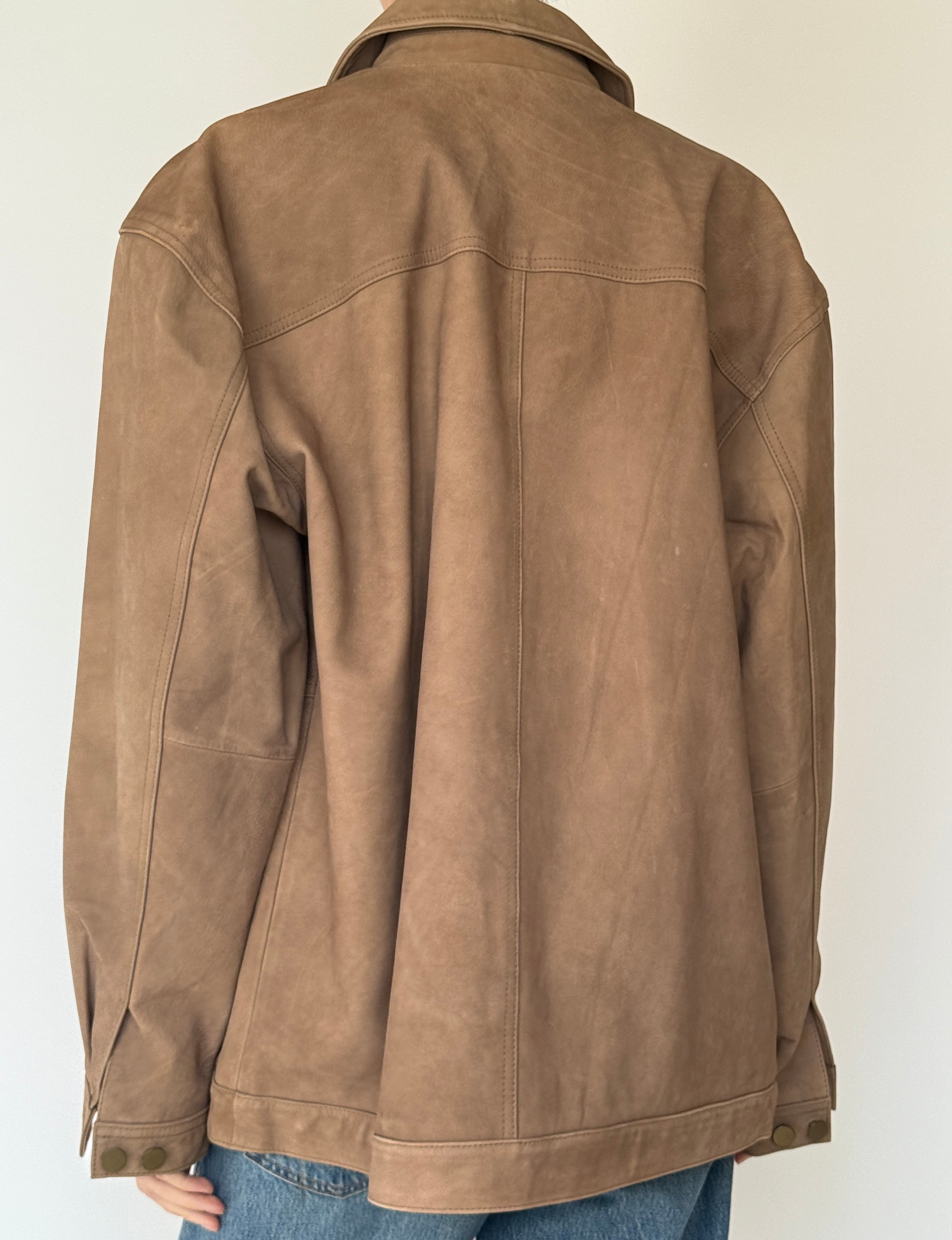 Vintage Bomber Leather Jacket Brown