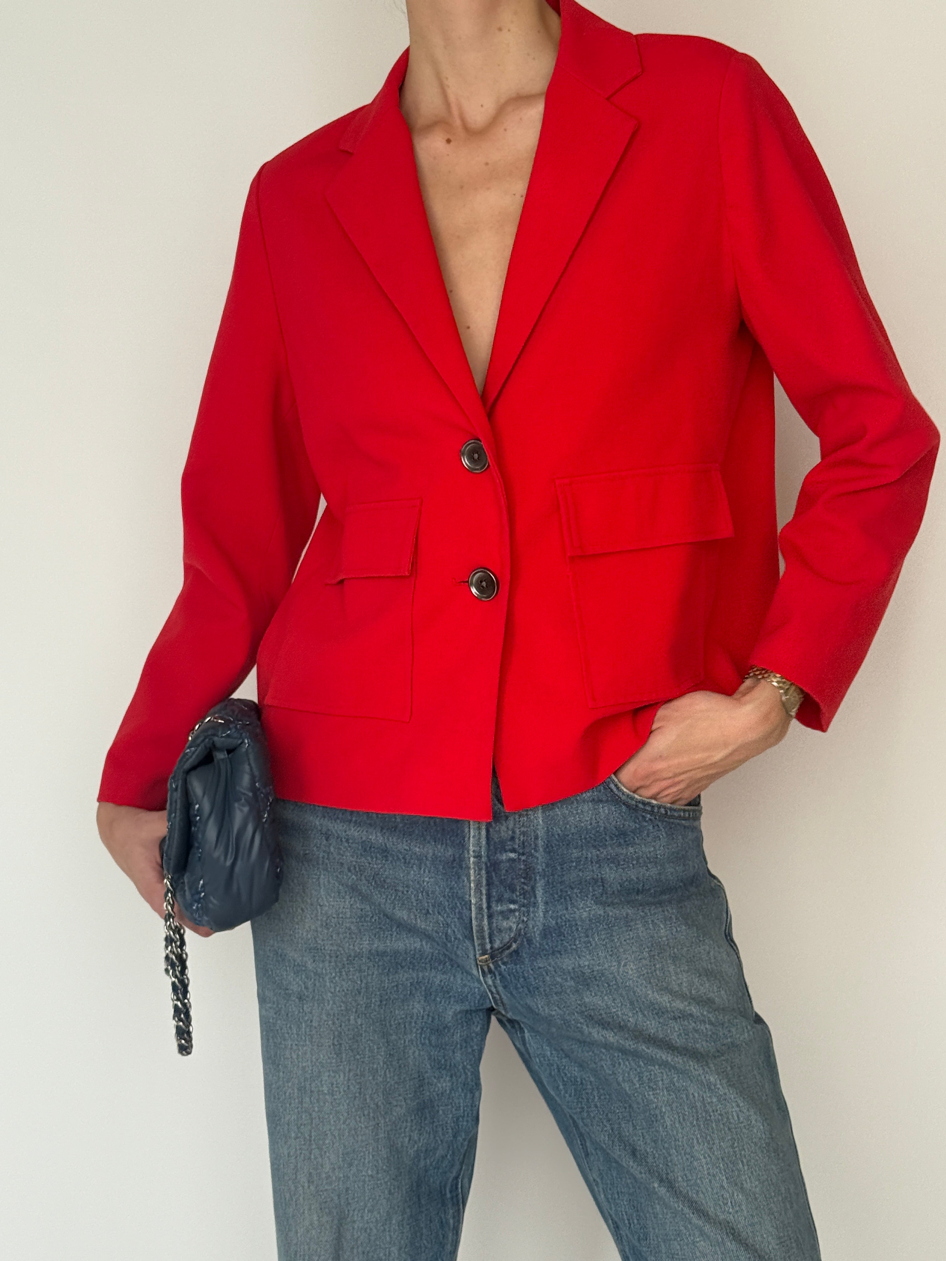 Vintage red cropped blazer front view