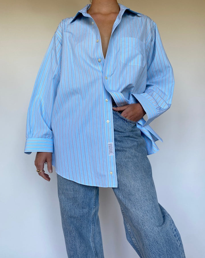 VINTAGE OVERSIZED BLUE STRIPED SHIRT 3125