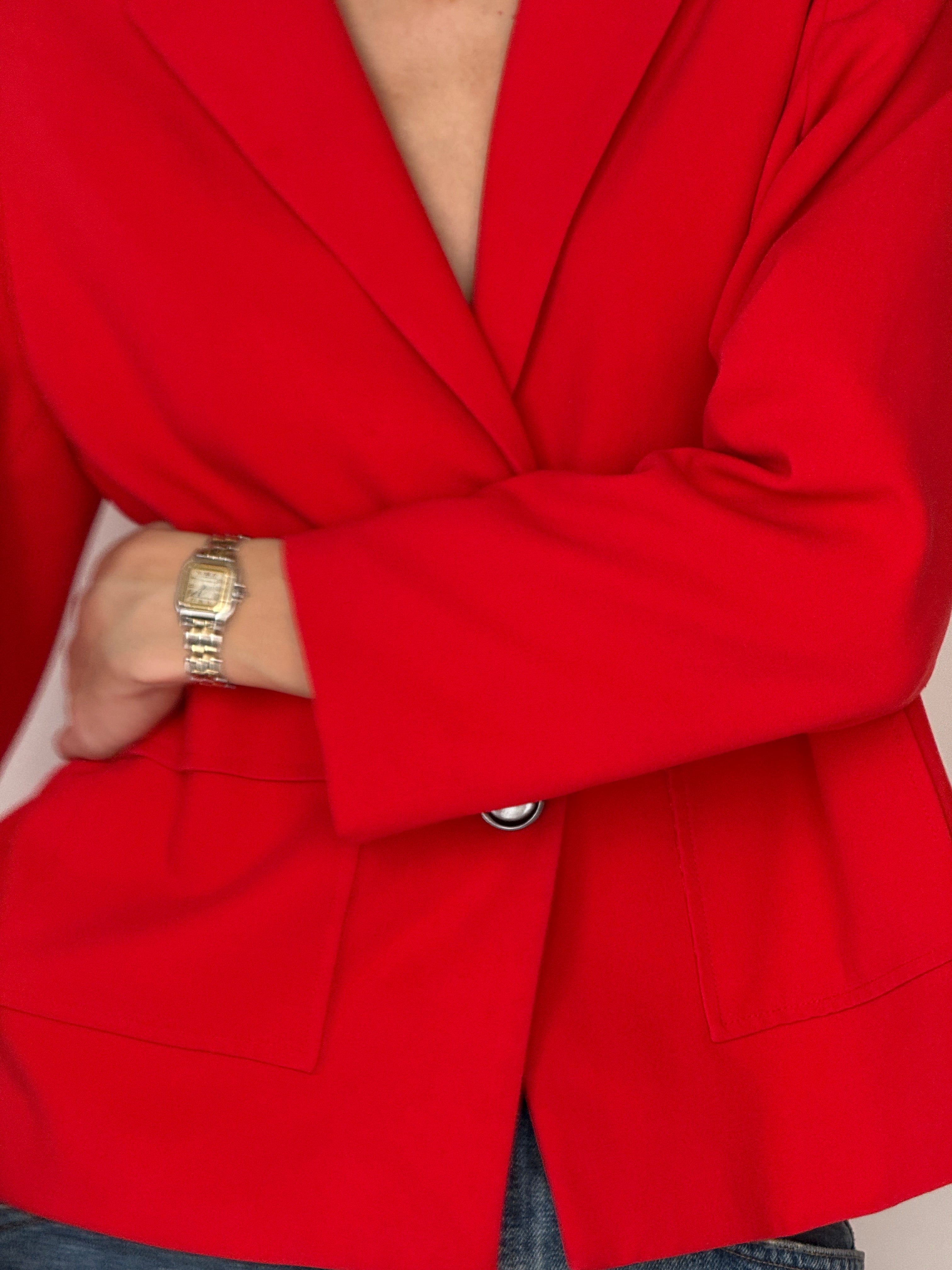 Vintage red cropped blazer front view