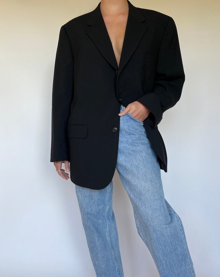 VINTAGE BLACK WOOL BLAZER 3126