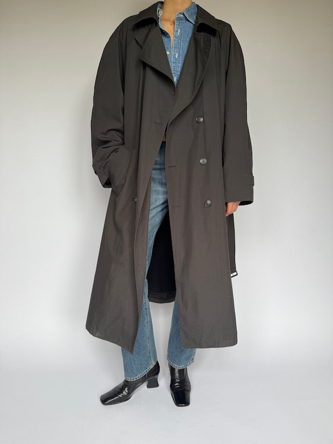 VINTAGE OVERSIZED TRENCH COAT CHARCOAL 5892