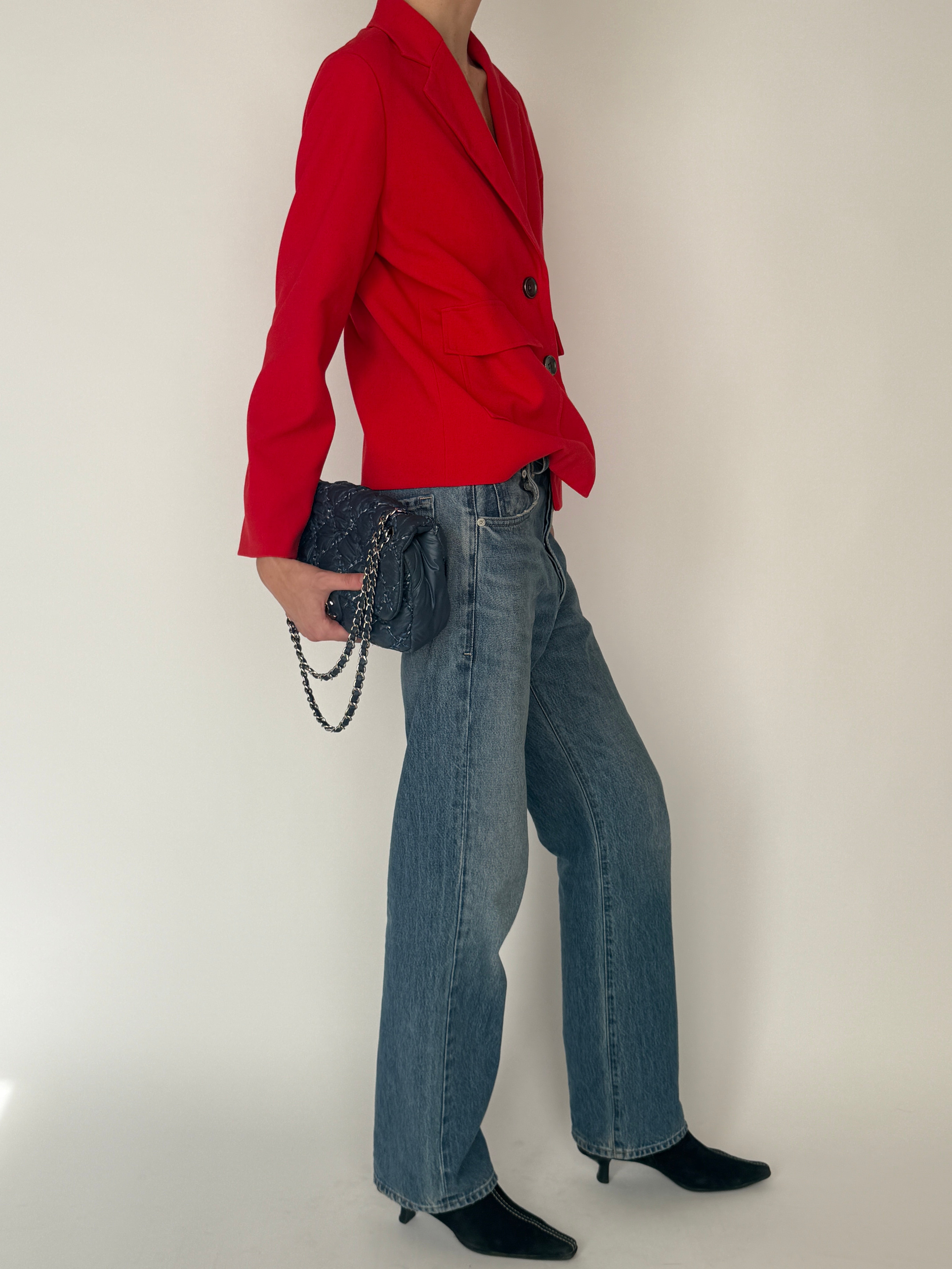 Vintage red cropped blazer side view