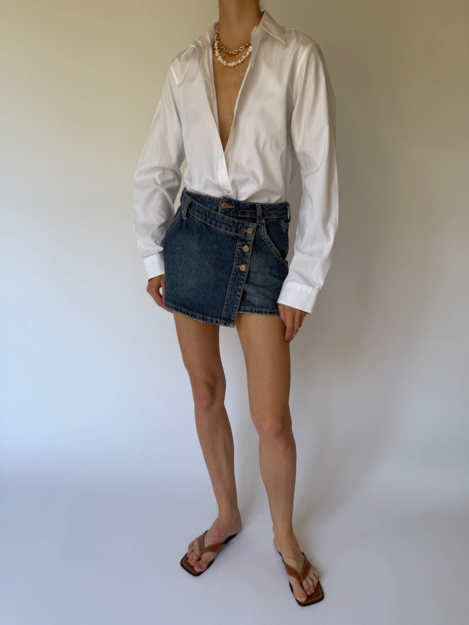 Vintage button-up shirt white 6176