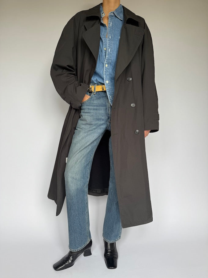 VINTAGE OVERSIZED TRENCH COAT CHARCOAL 5892