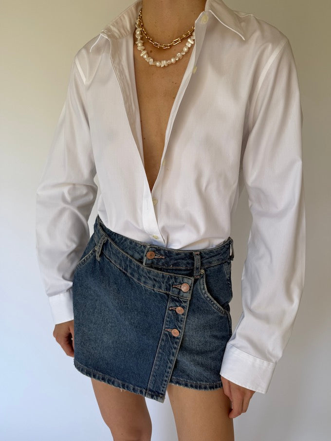 Vintage button-up shirt white 6176