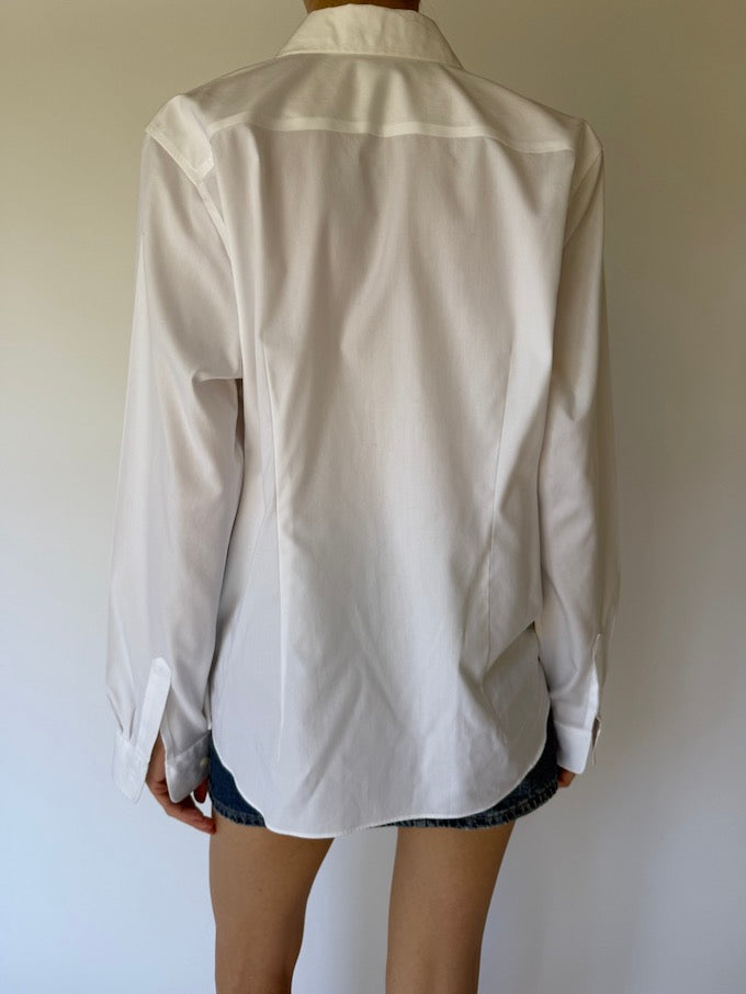 Vintage button-up shirt white 6176