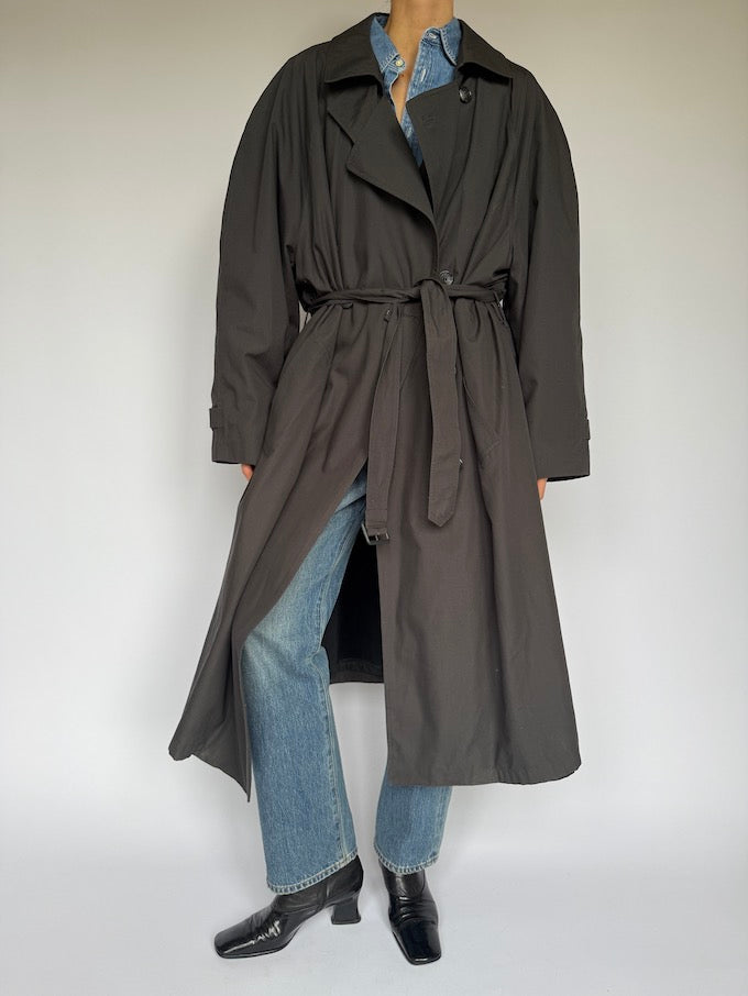 VINTAGE OVERSIZED TRENCH COAT CHARCOAL 5892