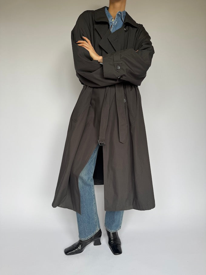 VINTAGE OVERSIZED TRENCH COAT CHARCOAL 5892