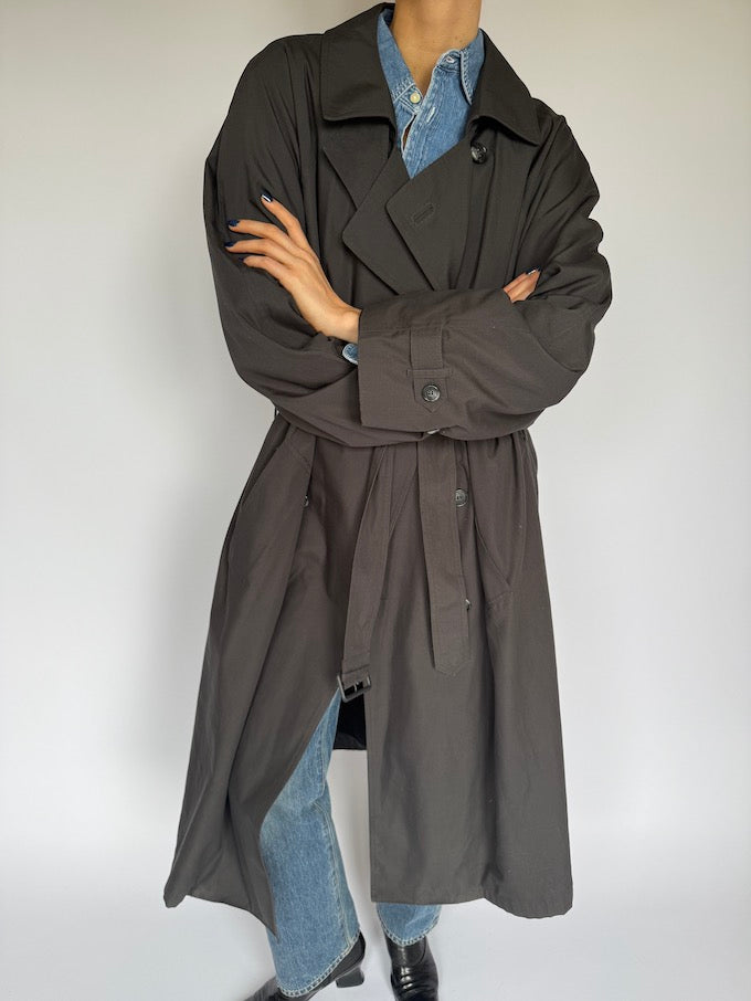 VINTAGE OVERSIZED TRENCH COAT CHARCOAL 5892