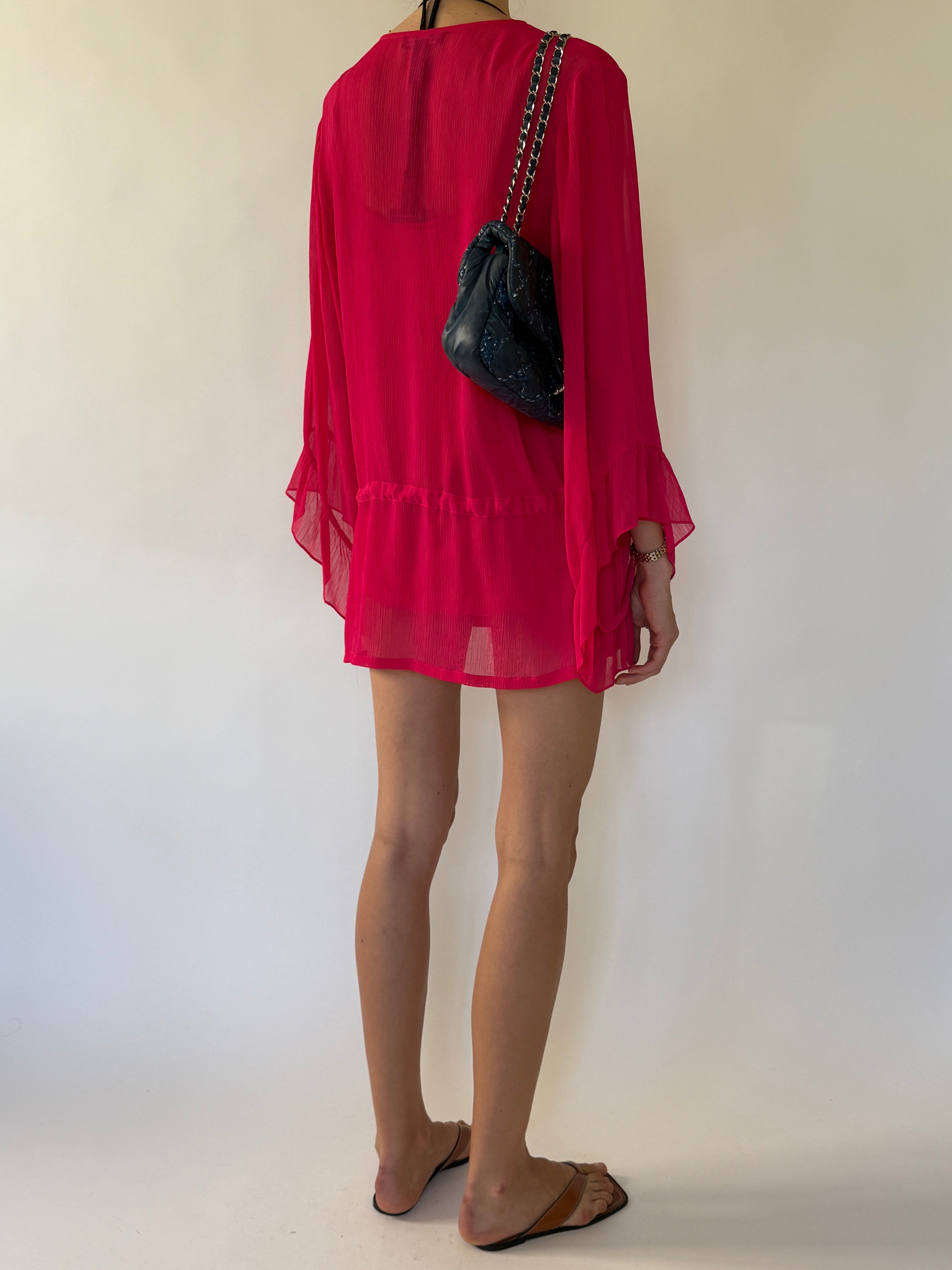 Vintage pink embellished swim cover-up  black view