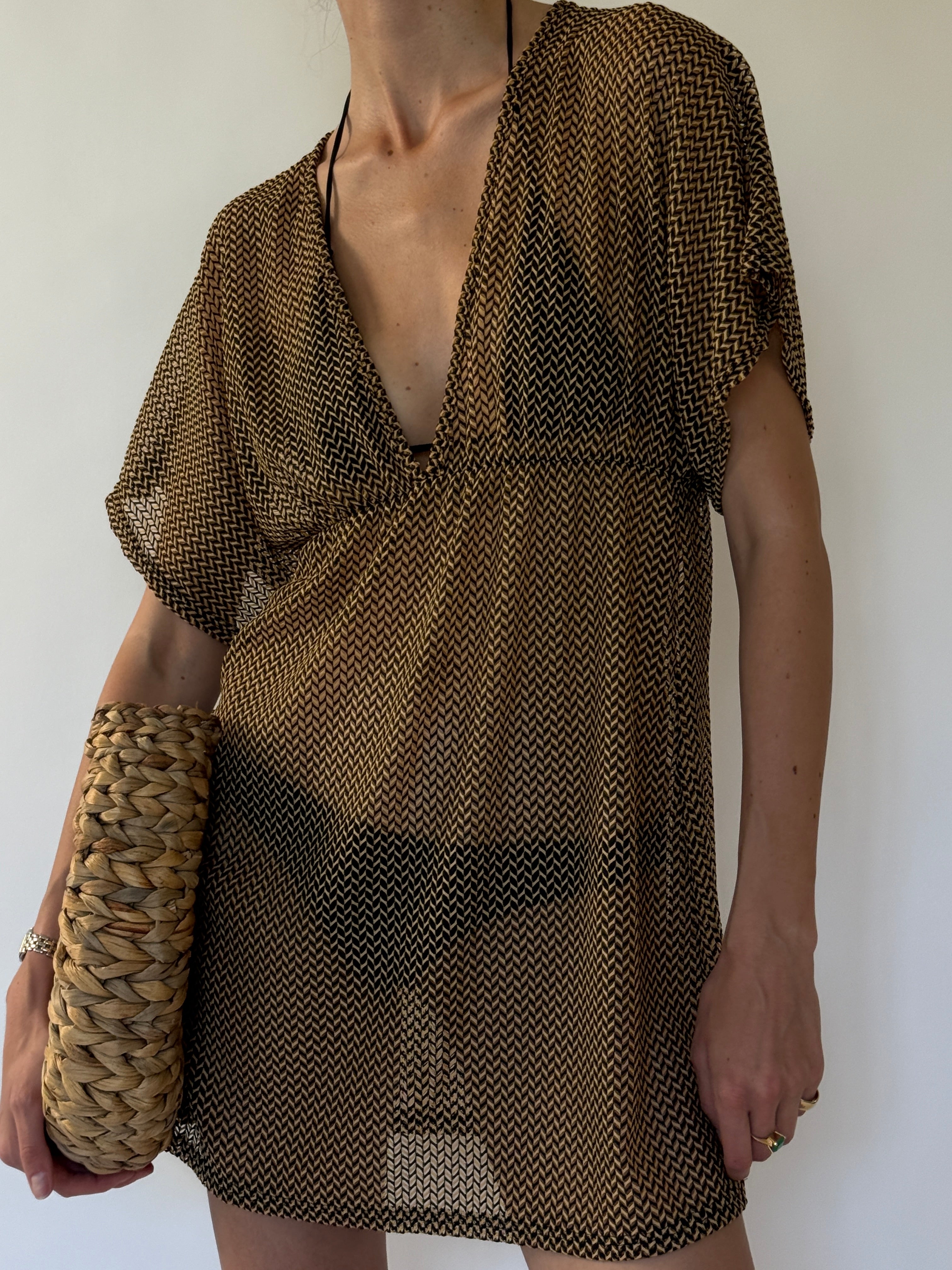 Vintage woven-print fabric close-up