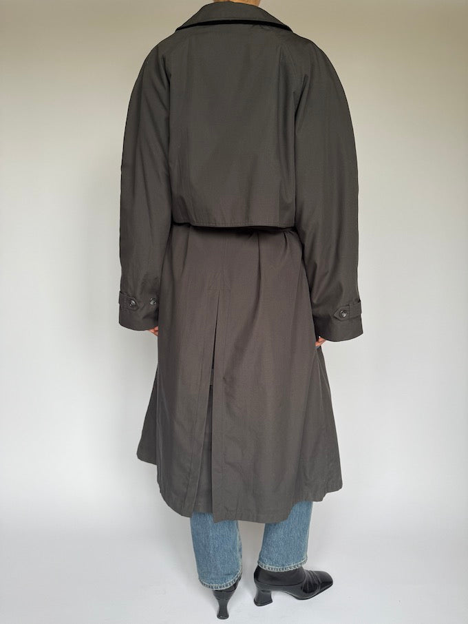 VINTAGE OVERSIZED TRENCH COAT CHARCOAL 5892