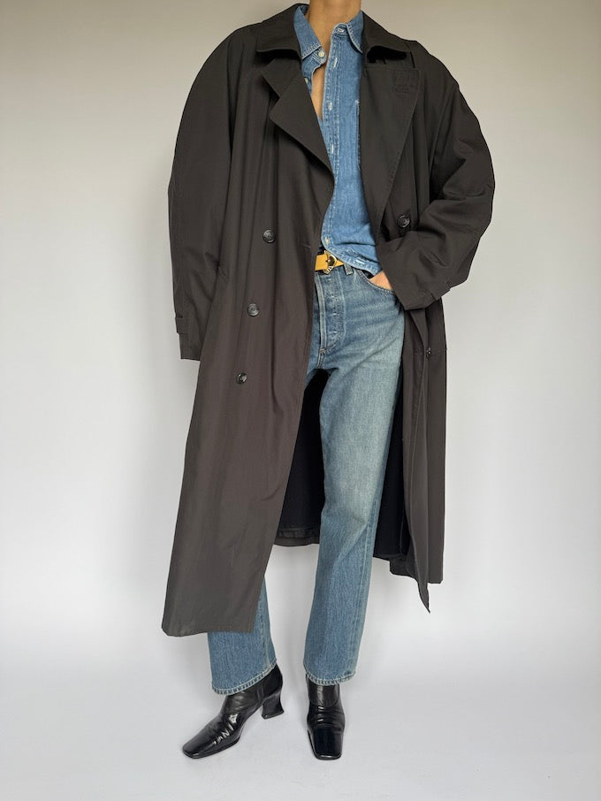 VINTAGE OVERSIZED TRENCH COAT CHARCOAL 5892