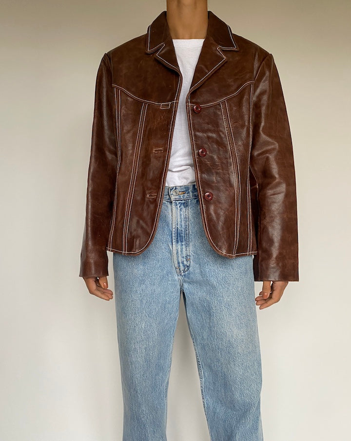 VINTAGE BROWN LEATHER JACKET 2617