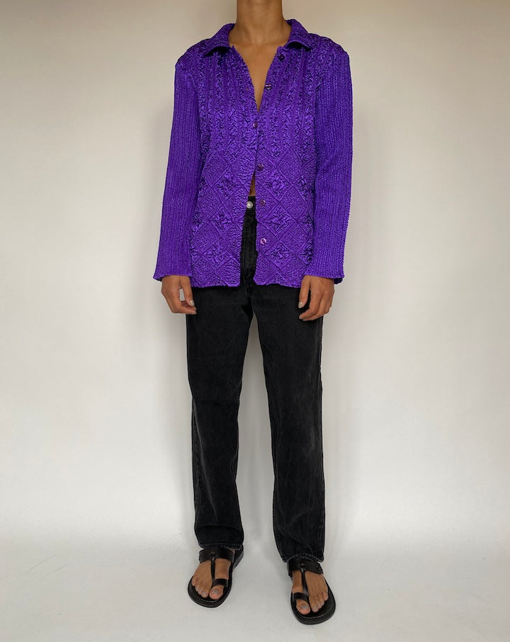 VINTAGE PURPLE BUTTON DOWN LONG SLEEVE BLOUSE 1917