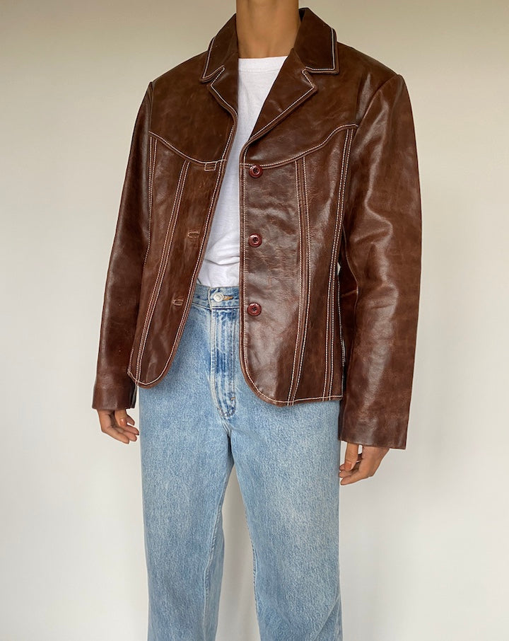 VINTAGE BROWN LEATHER JACKET 2617