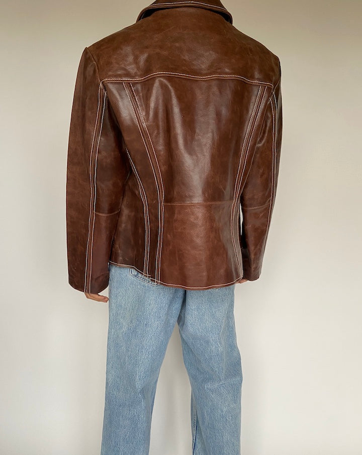 VINTAGE BROWN LEATHER JACKET 2617