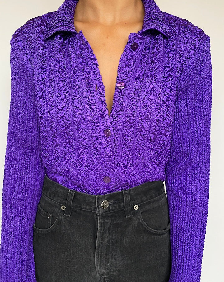 VINTAGE PURPLE BUTTON DOWN LONG SLEEVE BLOUSE 1917